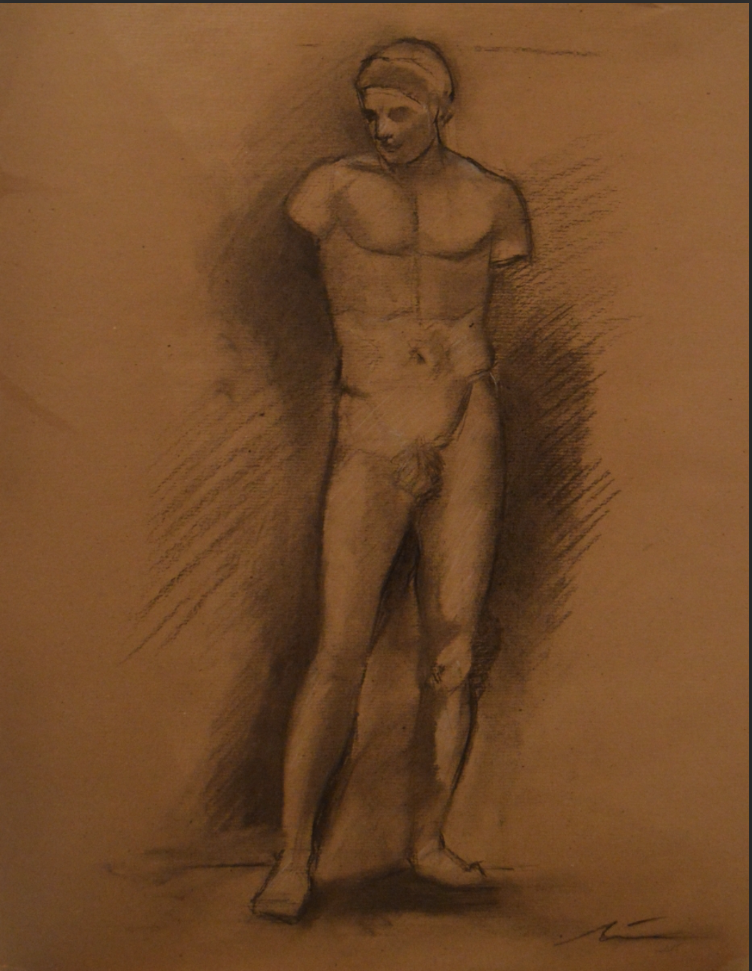 Trazado masculino 50x70 cm -Carboncillo